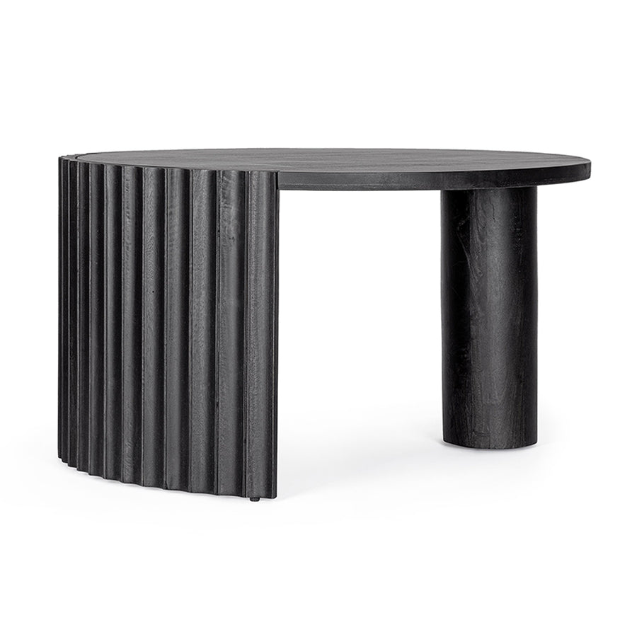 Mangófából készült, fekete színű, formatervezett dizájn dohányzóasztal