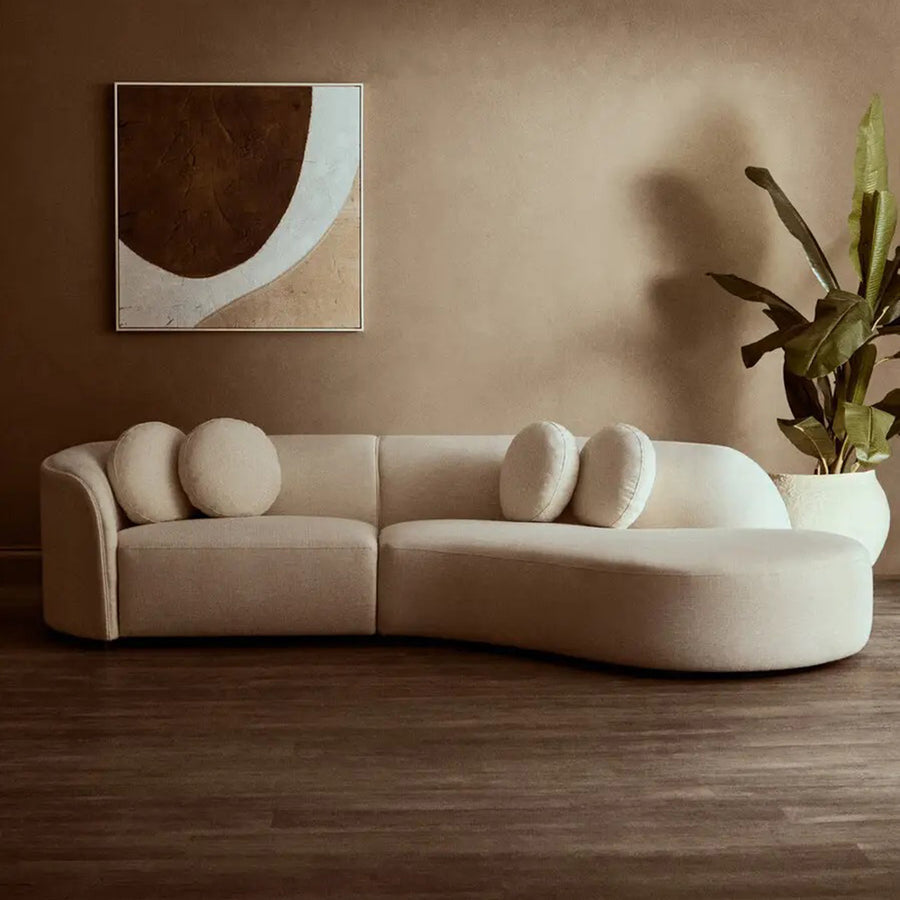 3 személyes, formatervezett íves design kanapé.