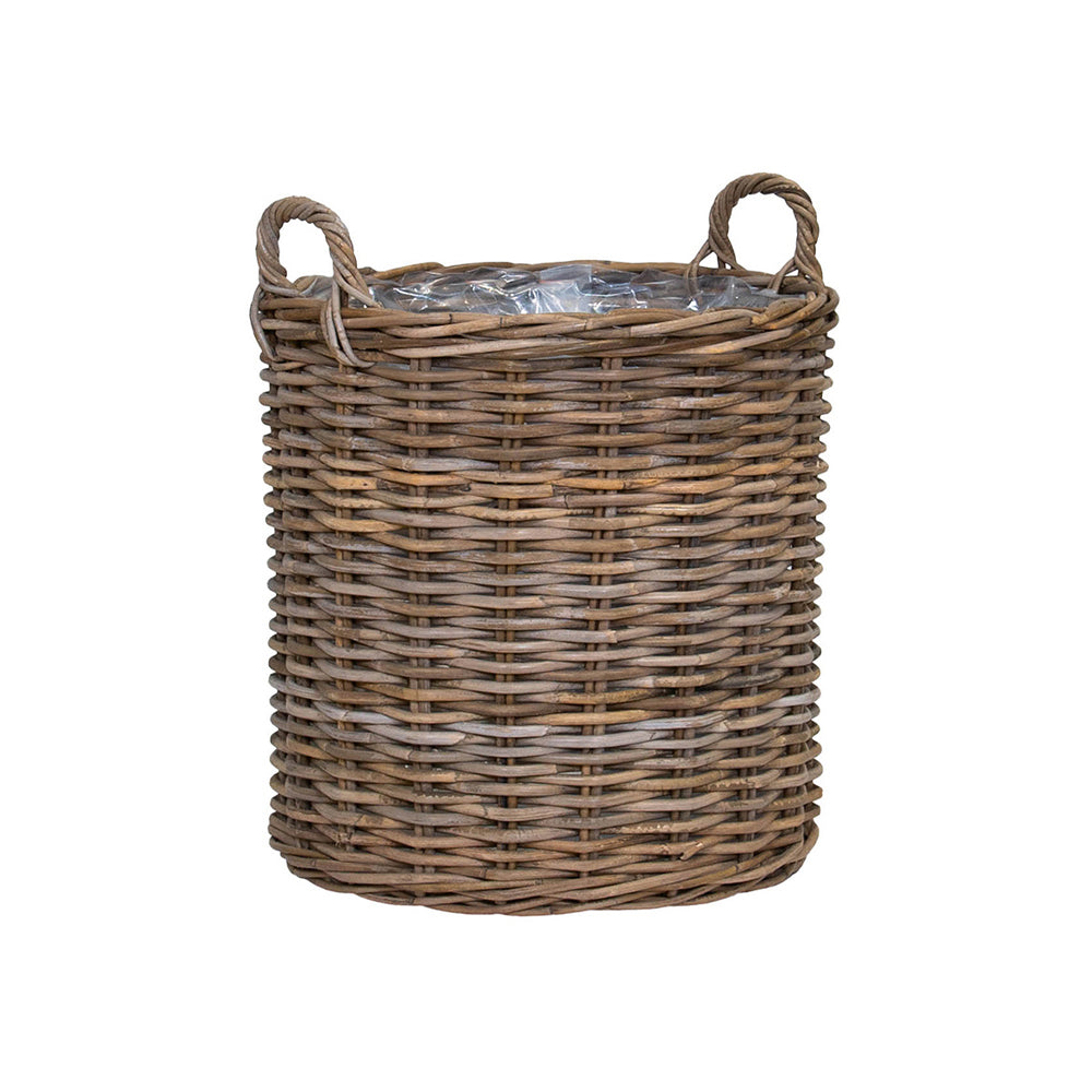 Oxford natúr rattan kosár kaspó két fonott fogantyúval, 50 cm
