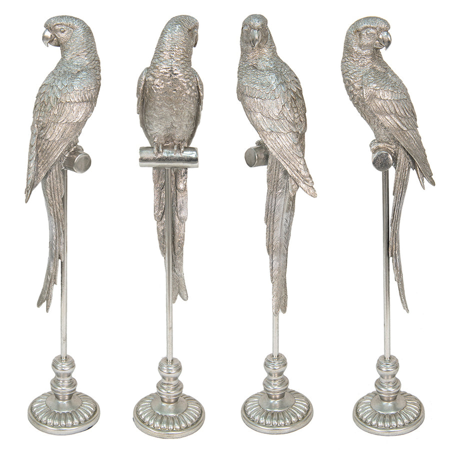 Pezsgőszínű, dekoratív papagáj figura.