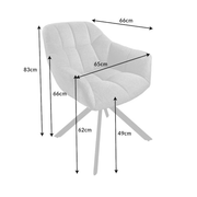 Kék színű bársonnyal kárpitozott, 180 fokban forgatható, design szék.
