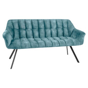 Kék színű bársonnyal kárpitozott design ülőpad.