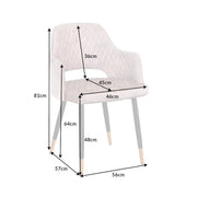 Púderbézs színű bársonnyal kárpitozott, design étkezőszék.