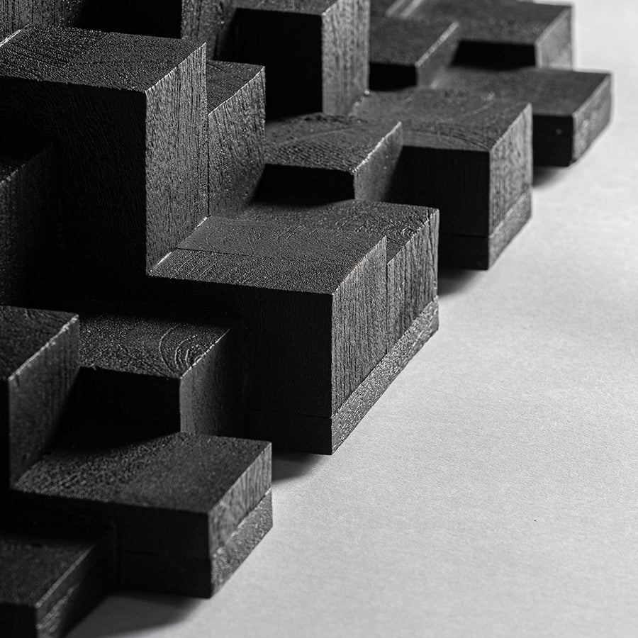 geometrikus mangófa talp részlet design étkezőasztalon