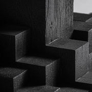 fekete mangófa design asztal központi oszloppal