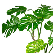 Nagyméretű osztott mű filodendron levelek részletfotó.