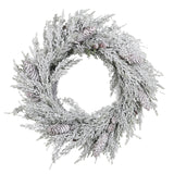 PINE havas mű fenyő koszorú Ø 48 cm tobozokkal díszítve fehér háttérrel