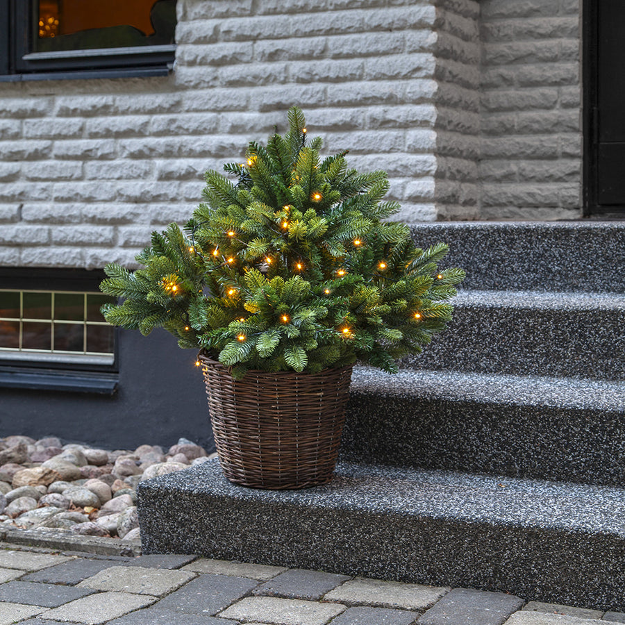 PINE 40 LED-es betűzős műfenyő meleg fehér világítással kültéri kaspóban