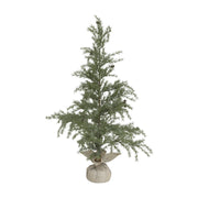 Chic Antique PINE 120 cm-es havas dekor műfenyő tobozokkal és jutával borított talppal, fehér háttér előtt