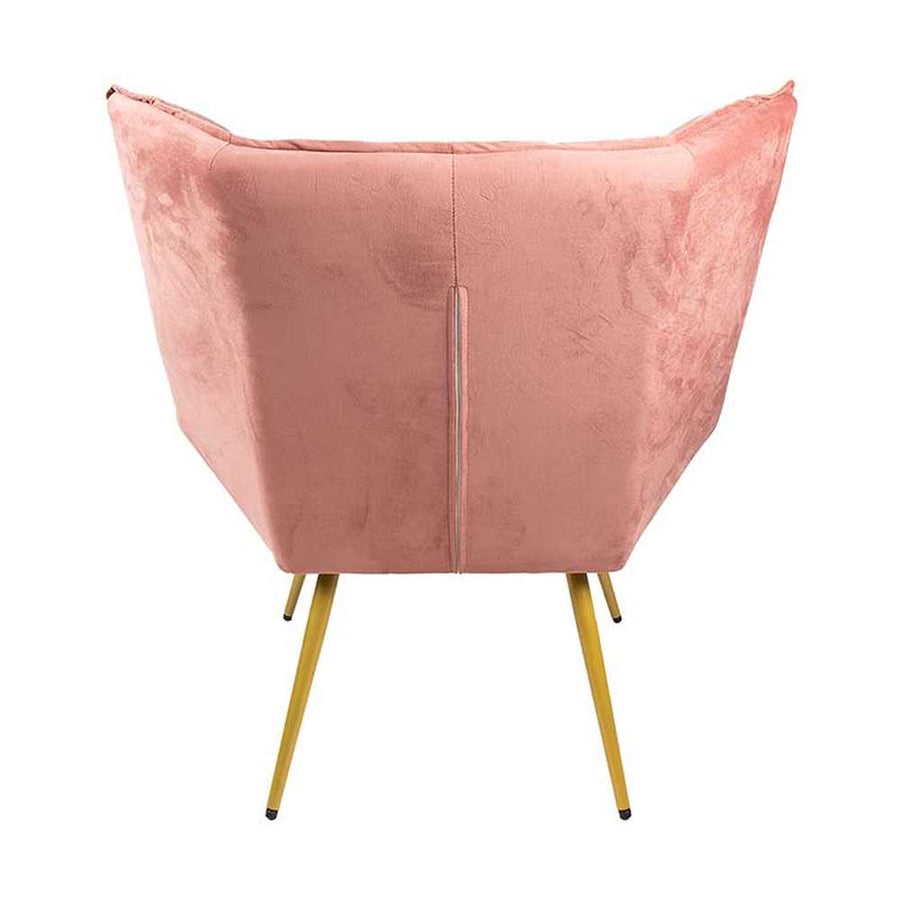 pink színű bársonyszövettel kárpitozott, dizájn fotel