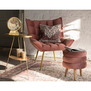 pink színű bársonyszövettel kárpitozott, dizájn fotel