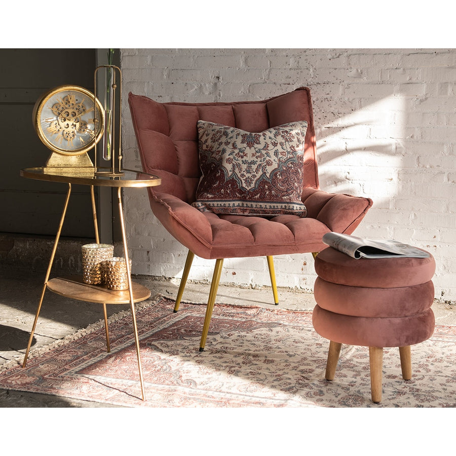 pink színű bársonyszövettel kárpitozott, dizájn fotel