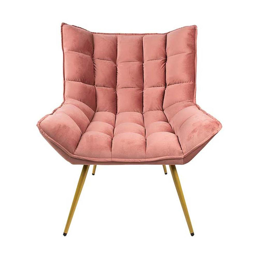 pink színű bársonyszövettel kárpitozott, dizájn fotel