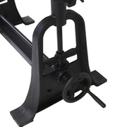 Állítható magasságú fém lábazat és mechanika részlete loft stílusú asztalon