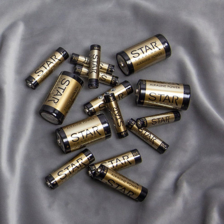 POWER ALKALINE alkáli elemek különböző méretű elemekkel együtt bemutatva