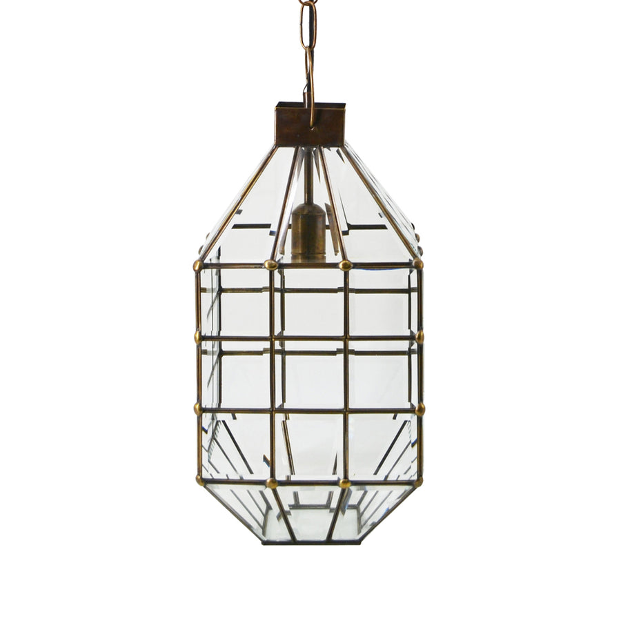 Vintage stílusú, bronzból készült, kézműves függeszték lámpa.