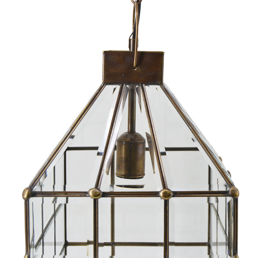 Vintage stílusú, bronzból készült, kézműves függeszték lámpa.