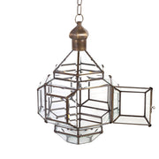 Vintage stílusú, bronzból készült, kézműves függeszték lámpa.