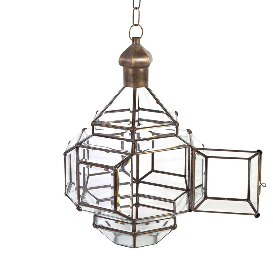 Vintage stílusú, bronzból készült, kézműves függeszték lámpa.