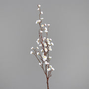 Krémszínű, virágzó, mű cseresznyefa ág.