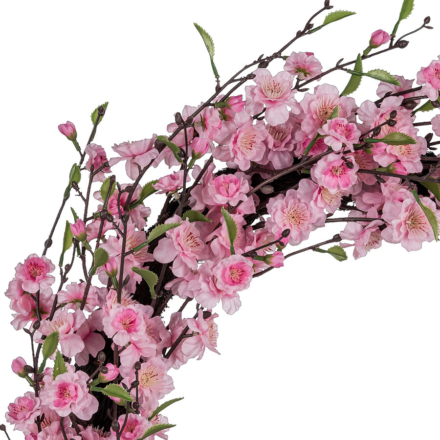 Rózsaszín, cseresznyevirág koszorú.