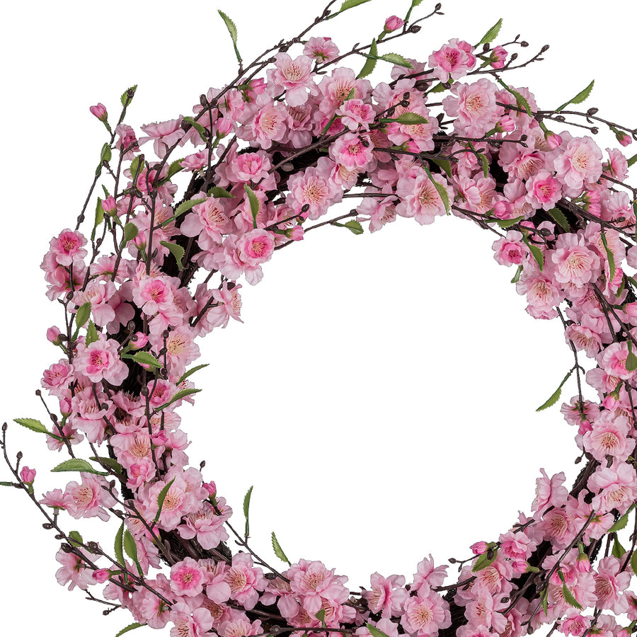 Rózsaszín, cseresznyevirág koszorú.