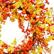 Pumpkin kollekció óriás őszi koszorúja, berkenyés és faleveles díszítéssel.