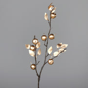 Glamour stílusú mű gránátalma ág arany színben, 75 cm magas ünnepi dekoráció.