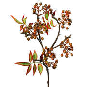 Élethű narancssárga bogyós mű tűztövis ág zöld-bordó levelekkel