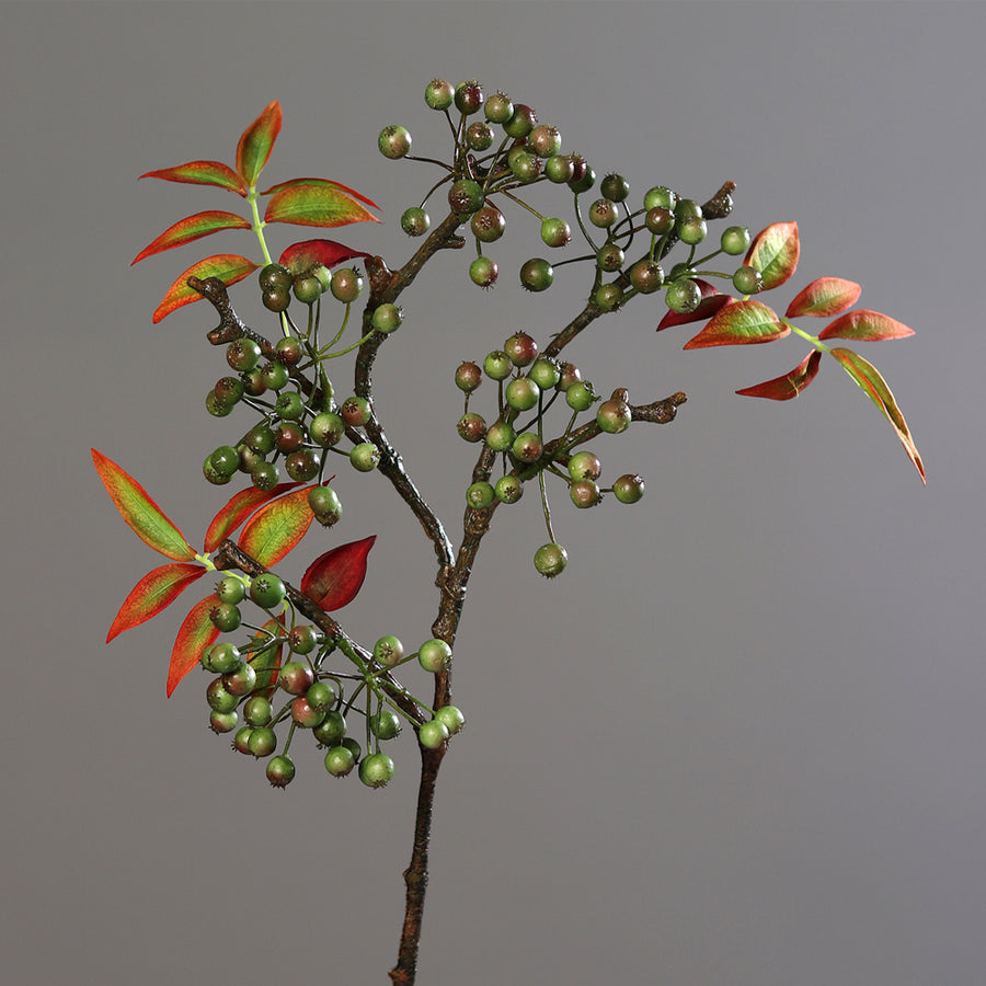 Őszi hangulatú, zöld mű tűztövis dekoráció 72 cm