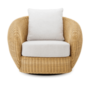 Art Deco ihletésű, natúr színű , forgó rattan fotel.