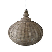 Old French kollekciós natúr rattan lámpa Ø 40 cm lencse alakú árnyékolóval.