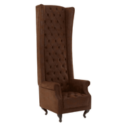 Rozsdabarna színű műbőrrel kárpitozott, trónszerű statement fotel.