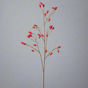 Magas piros mű csipkebogyó ág részletgazdag kidolgozással és karcsú, elágazó szárakkal, 92 cm