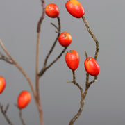 Közelről fotózott narancssárga csipkebogyó műág élethű termésekkel, 83 cm