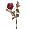 ROSE bordó-pezsgő mű rózsa 49 cm, glamour stílusú dekoráció pezsgőszínű levelekkel