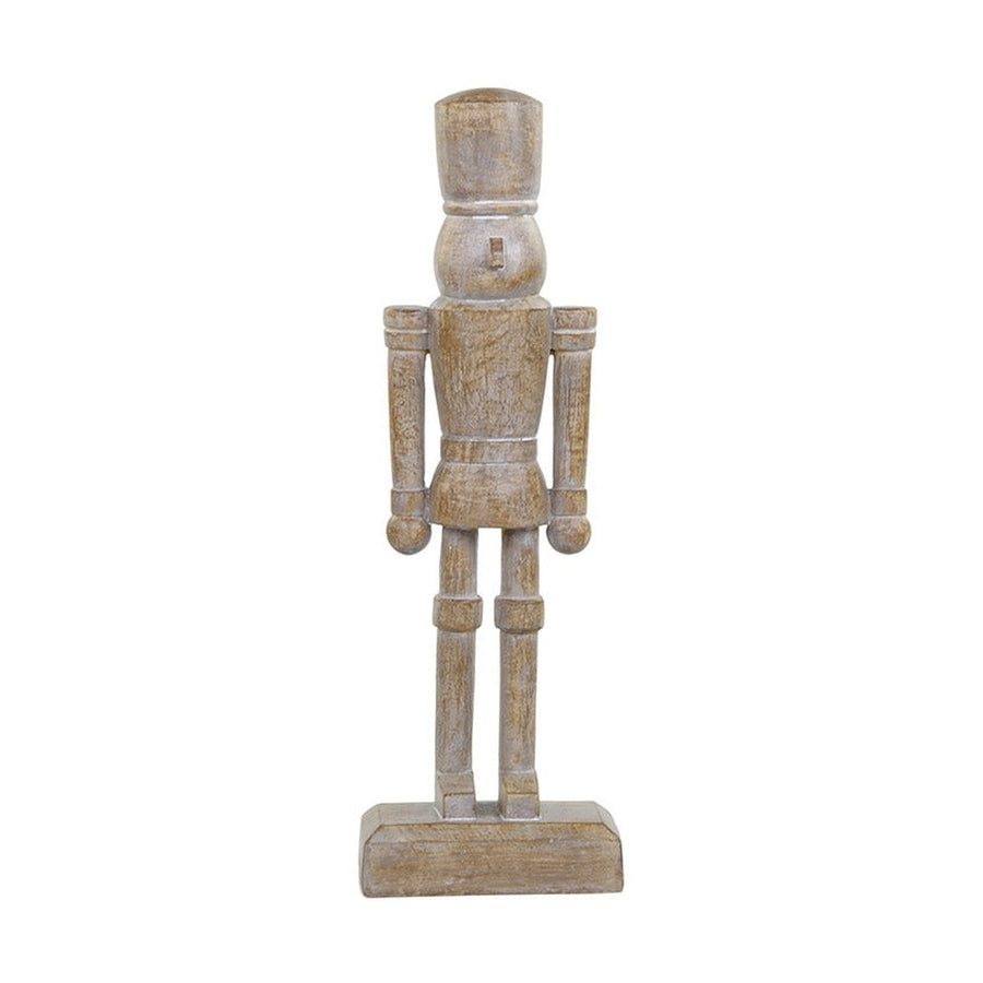 Natúr színű, fa hatású karácsonyi diótörő figura.