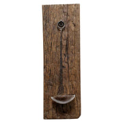 Újrahasznosított, régi fából készült, kézműves fali gyertyatartó.