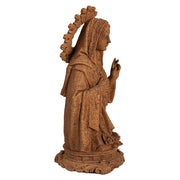 Rozsdabarna színű, antikolt felületű Madonna figura..