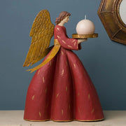 Bordó ruhás angyal figura gyertyával, SACRED kollekció