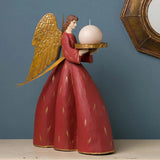 Oldalnézetű avignoni angyal gyertyatartó aranyszínű szárnyakkal