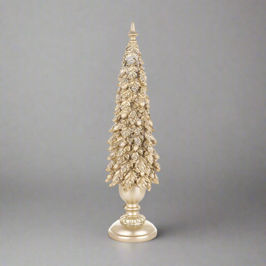 Aranyszínű, karácsonyi dekorációs fenyő kúp.