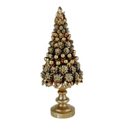 Pezsgőszínű, nagyméretű karácsonyi dekorációs fenyő kúp.