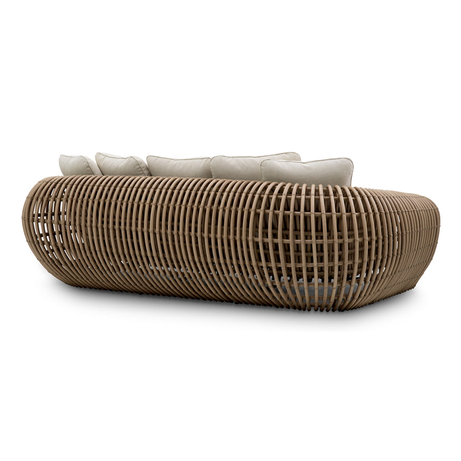 Siderno műrattan kanapé hátoldali részlet – fonott kialakítás