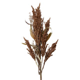 Sorghum mokkaszínű magvas mű ág fehér háttéren, 93 cm
