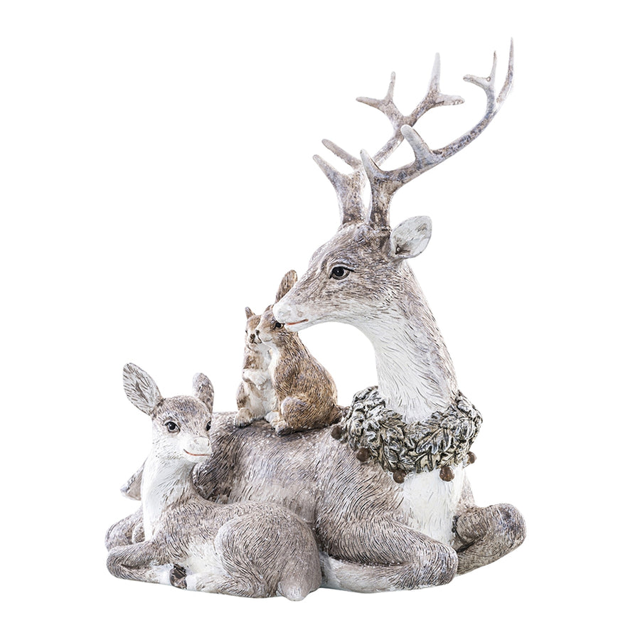 Szürke karácsonyi szarvas család dekoráció – 18 cm