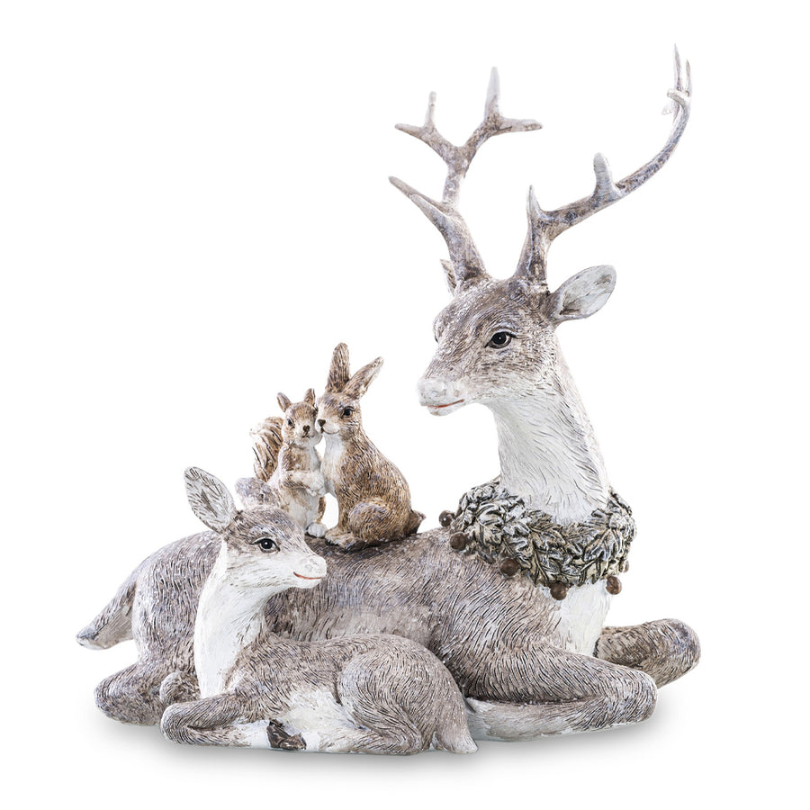 Spirit of the Forest szürke szarvas család figura erdei állatokkal – 18 cm