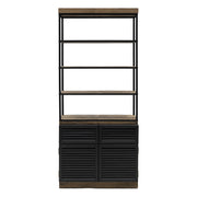 Loft stílusú tölgyfa-fém könyvespolc 226 cm fekete vázzal elölnézet