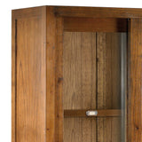 Fa vitrines szekrény részlet tolóajtóval és bronz fogantyúval