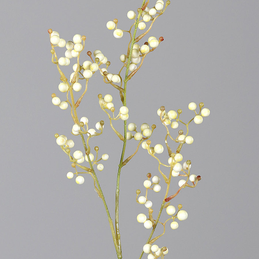 Symphoricarpos inspirálta mű hóbogyó ág krémszínű bogyókkal.